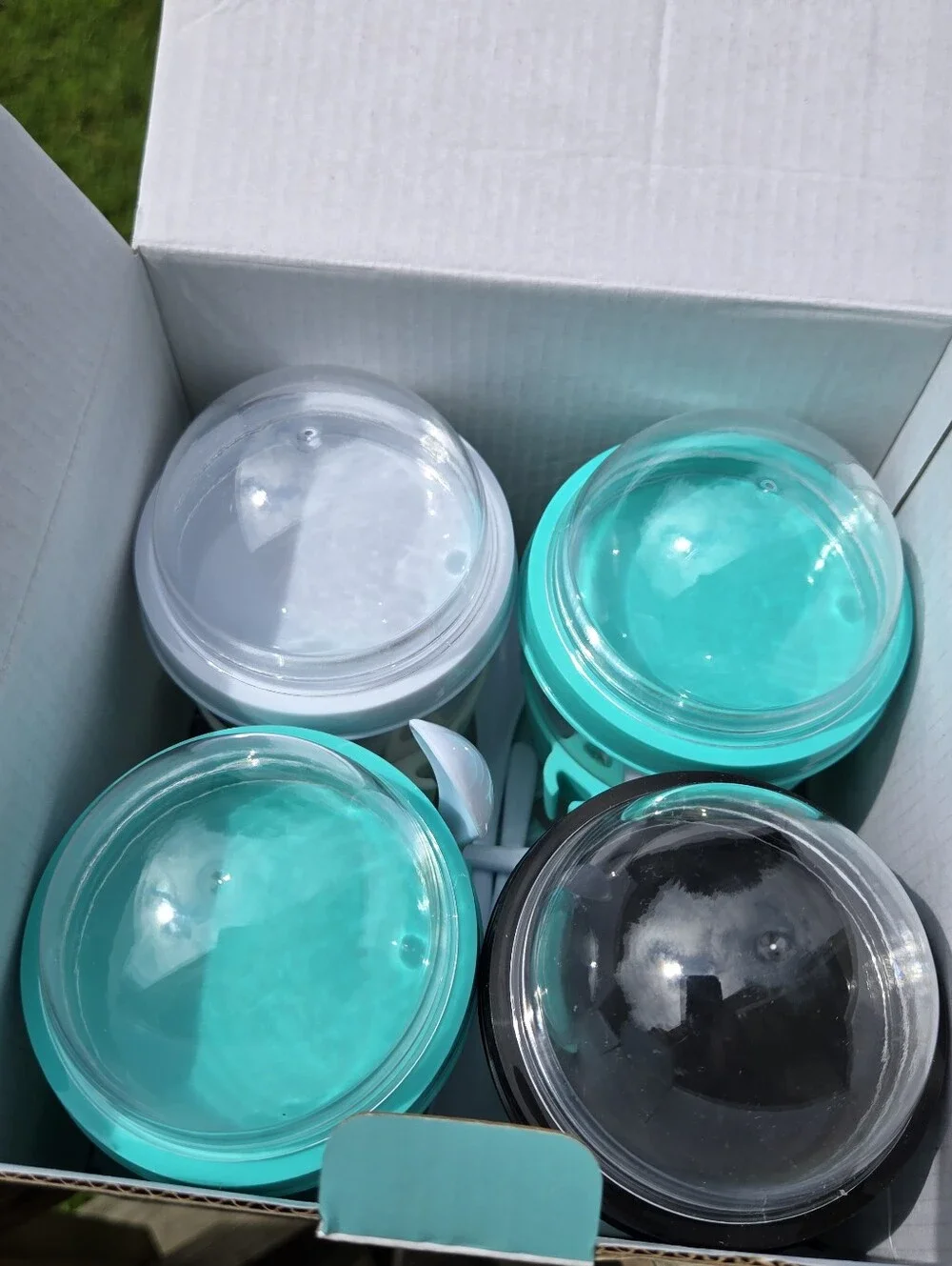 Teal Parfait Cups with Lid & Spoon - Set of 4